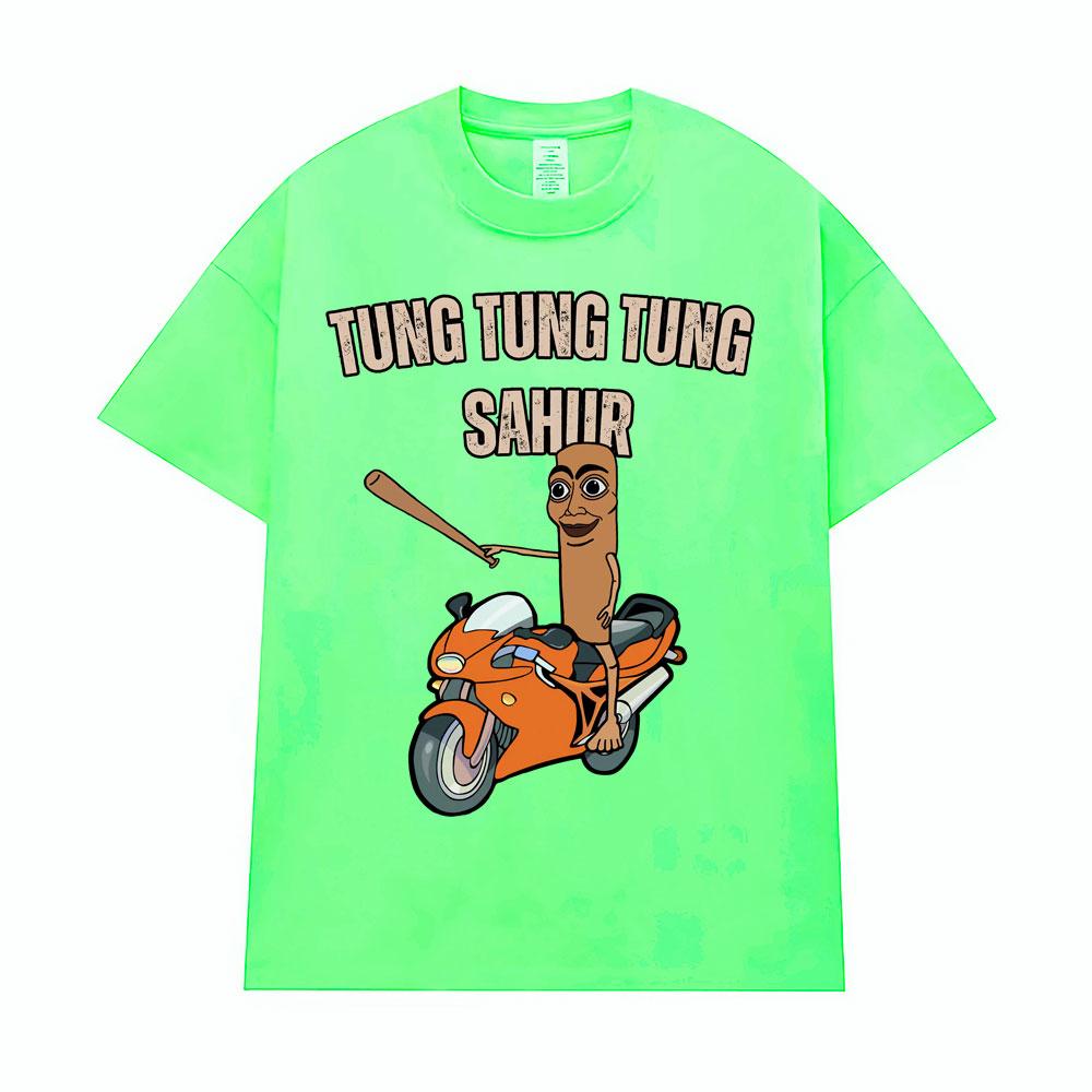 

Funny Tung Tung Tung Sahur Superbike T-shirt Italian Brainrot Baseball Bat Meme T-shirts Men s Women Fashion Humor Style T Shirt 4XL