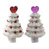 Valentine's Day Resin Tree Night Light Small Lighted Tree with Heart Topper for Bedroom Indoor Home Decor