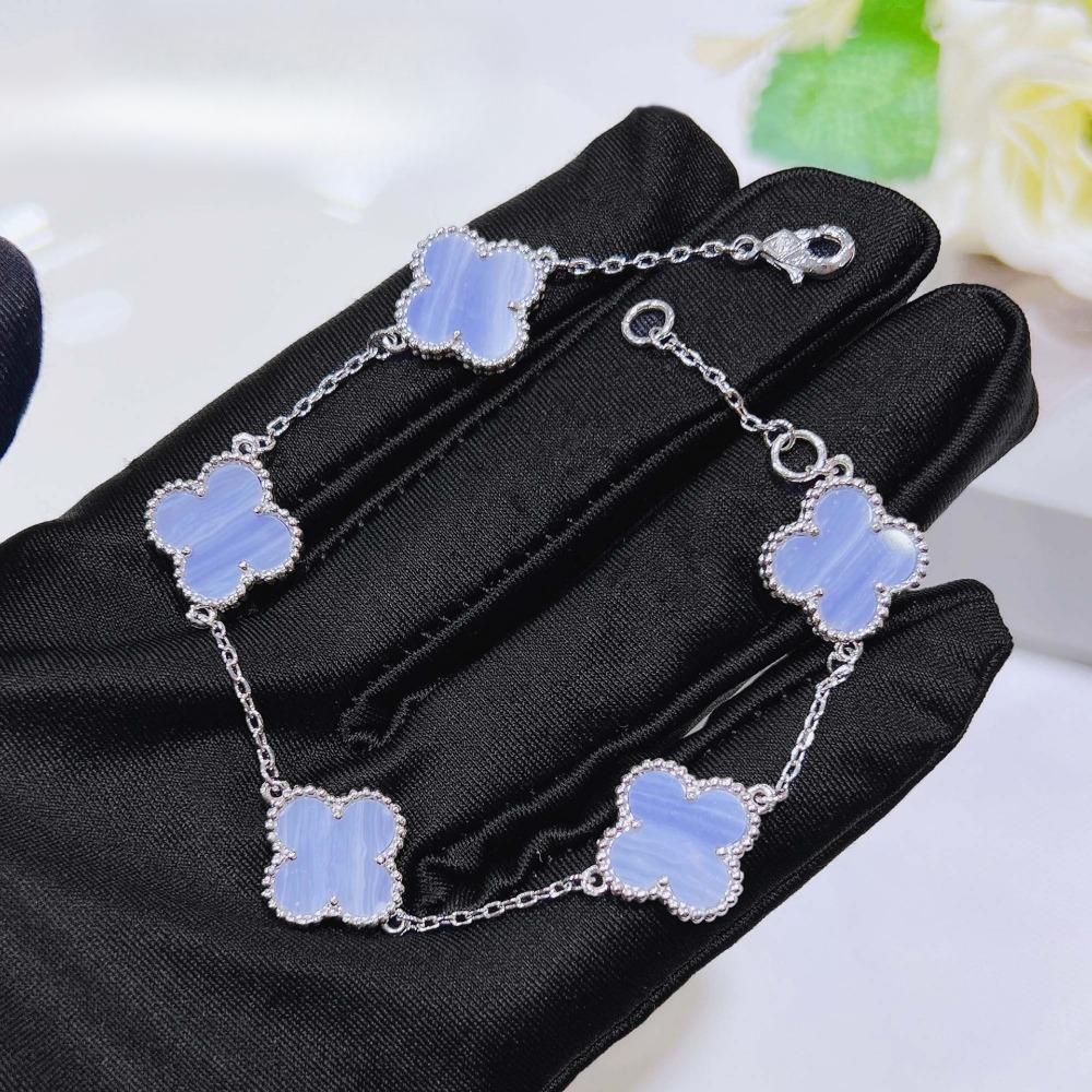 Four-leaf Clover Purple Chalcedony Bracelet Double-sided Lucky Clover Exquisite Bracelet