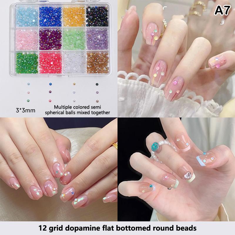 12 Grids 3D Nails Charms Mixed Special-Shaped Diamonds Flat Bottom Diamonds Pearl Sequins Butterfly Diy Manicure Parts