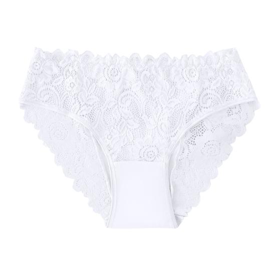 

Кружевные трусики для женщин бесшовное нижнее белье средней посадки сексуальные трусики без швов с цветочным кружевом L белый