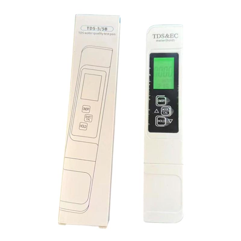 1 Pcs White Digital Water Quality Tester Tds Ec Meter Range 0 To 9990 Multifunctional Water Purity Temperature Temp Ppm Tester