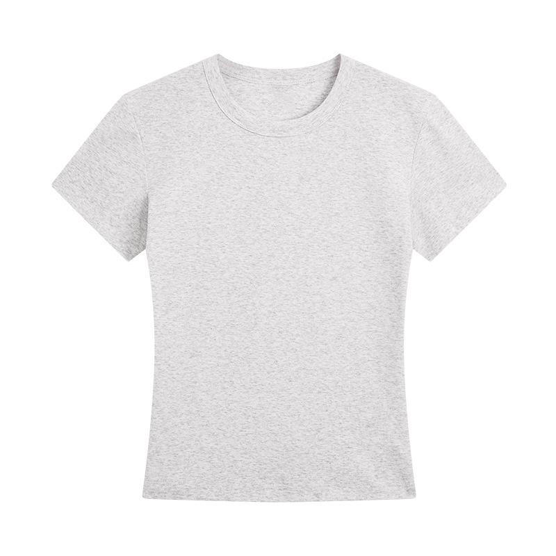 Women's Straight Shoulder Slim Fit T-Shirt - Short Sleeve, Versatile Summer Top