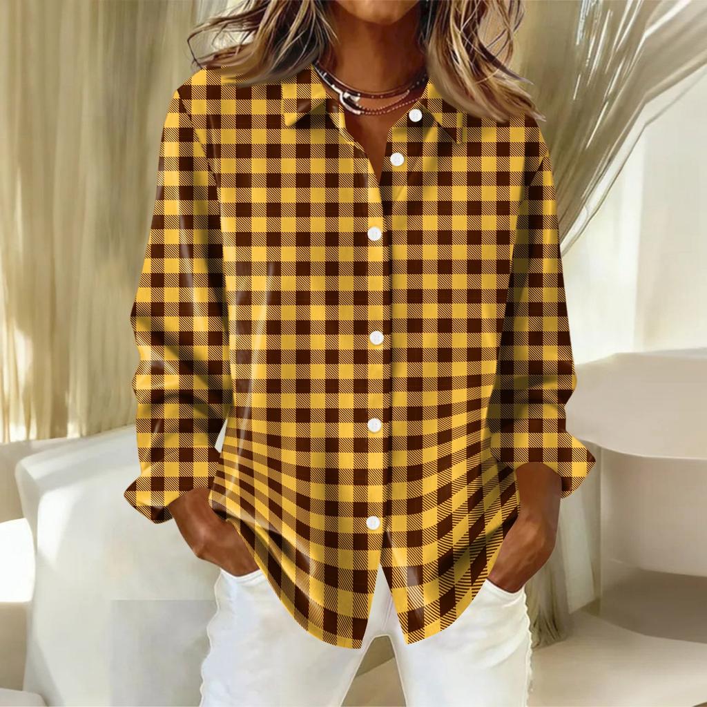 Women's Shirt Blouse Christmas Print Button Long Sleeve Casual Basic Shirt Collar Regular Top