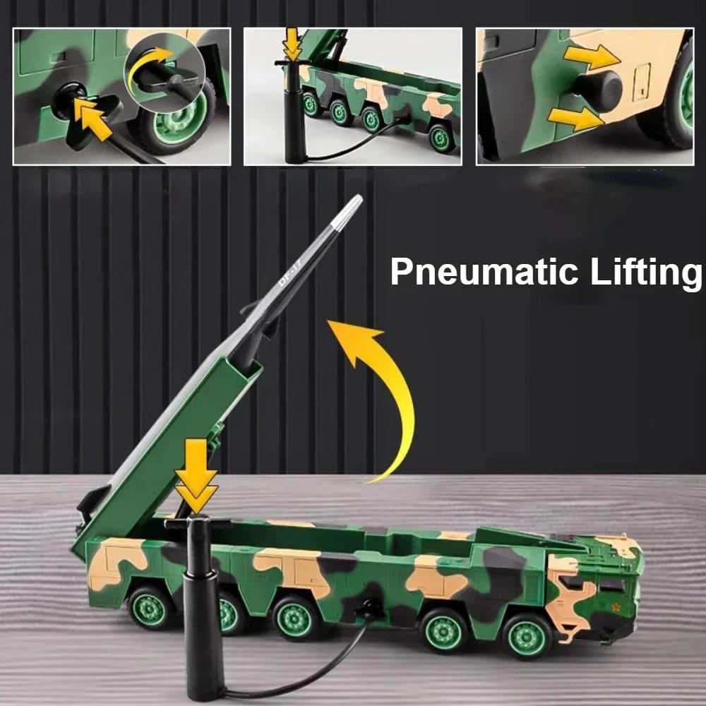 1:50 Scale DF-17 Missile Launch Toy Model Car Diecast Metal Sound Light Simulation Military Miniature Models Collection Gift Boy
