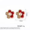 Damen Ohrringe Leichtes Luxusdesign Elegante Imitationsperlen-Blumenohrringe Modische und vielseitige Nischendesign-Ohrringe