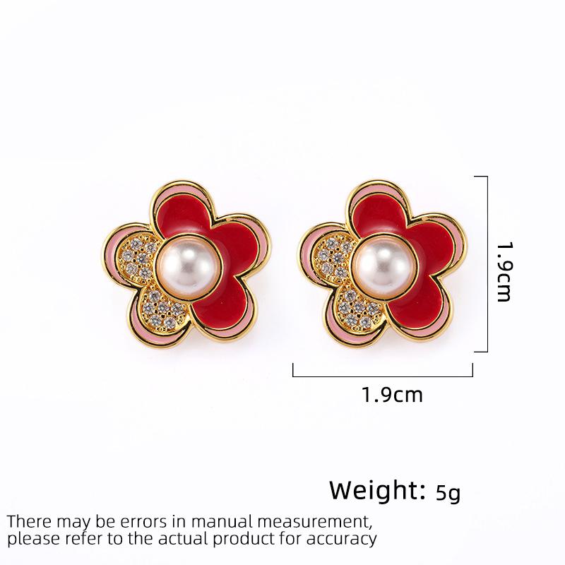 Women's Light Luxury Design Elegant Imitation Pearl Flower Earrings Fashionable And Versatile Niche Design Earrings