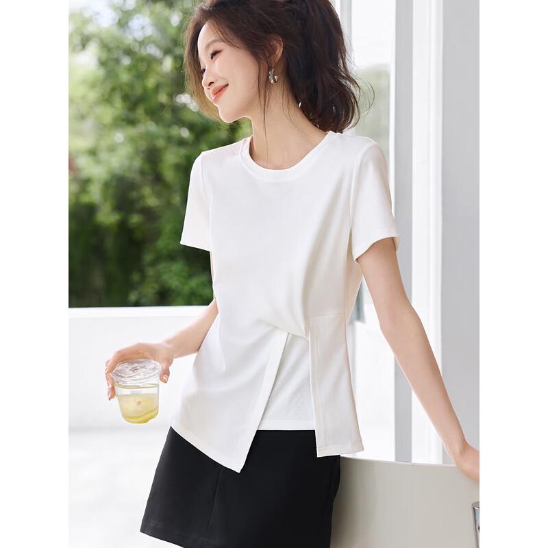 Women s Casual Irregular Twist Short Sleeve T-Shirt S белый