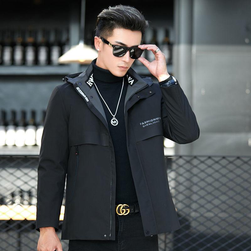 Winter Hooded Jacket Men's Short Rabbit Fur Nikon Fur One-piece Fur Middle-aged Thickened Version