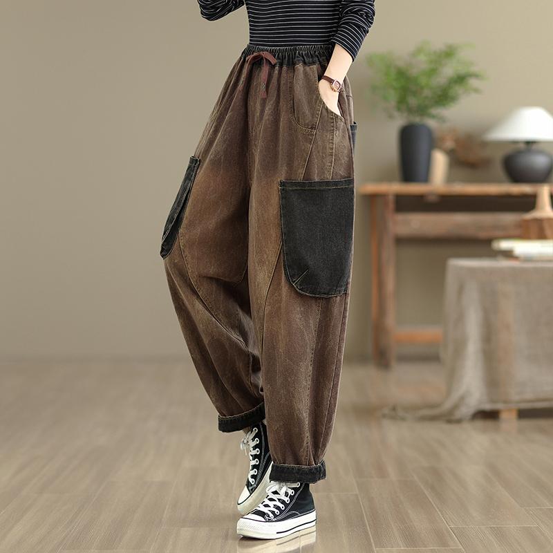 Dimanaf Neue Herbst Winter Damen Jeans Elastische Taille Denim Hose Lockere Hose Große Größe Lässig Baumwolle 2025