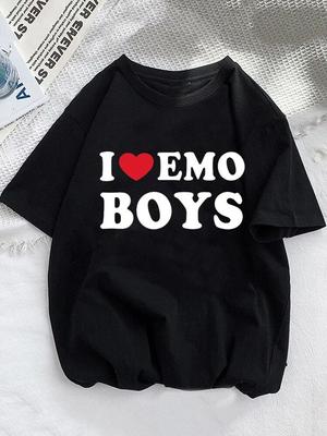 Camiseta de moda Harajuku con estampado de amor emo para niños y niñas, camiseta de manga corta con cuello redondo para mujer, camiseta para mujer, ropa superior, Camisetas