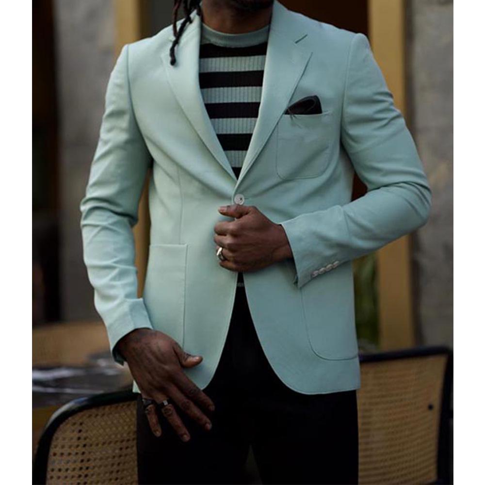 Men s British Style Slim Fit Suit Jacket with Large Pockets Large