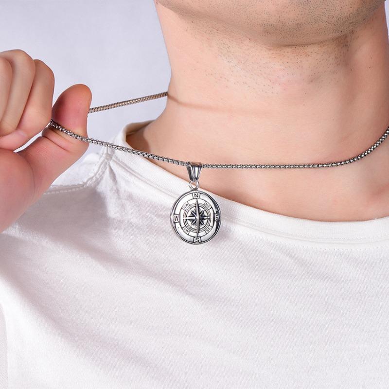 Fashion New Compass Mens Necklace Viking Compass Casting Pendant