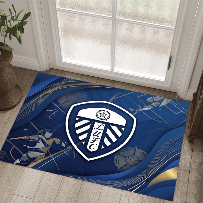 Leeds United Fußball Design Kristall Samt Teppich Gemütlich Kein?Rutschfester Teppich mit Aufdruck für Schlafzimmer Wohnzimmer Eingang