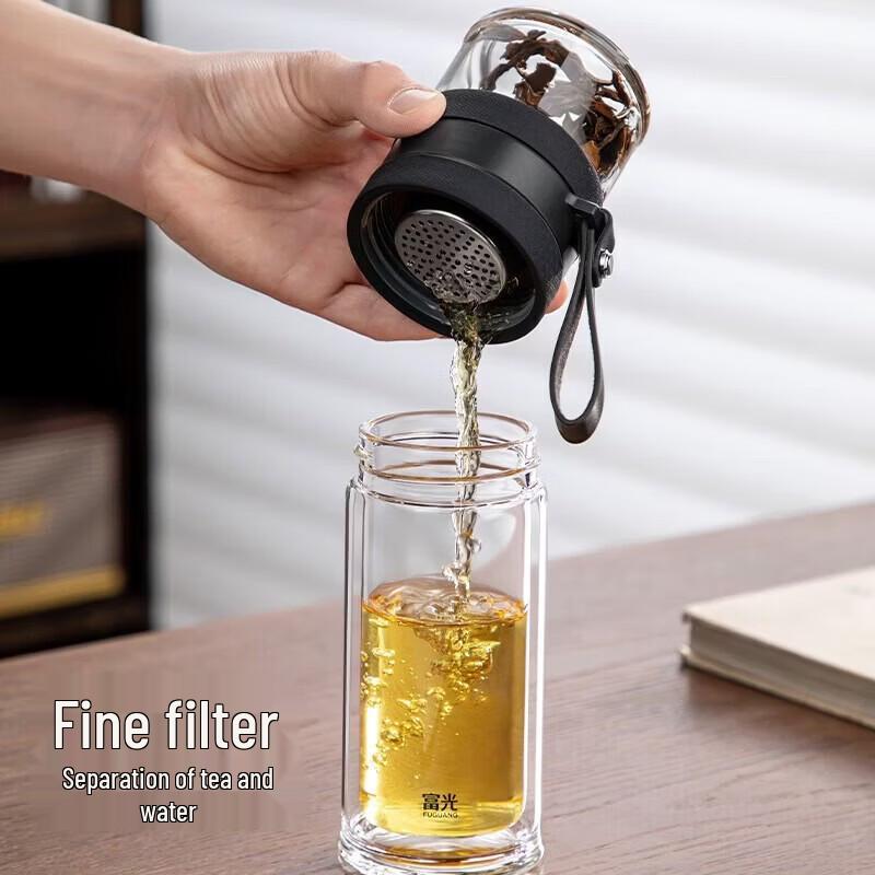 FUGUANG Double Wall Glass Tea Infuser Bottle