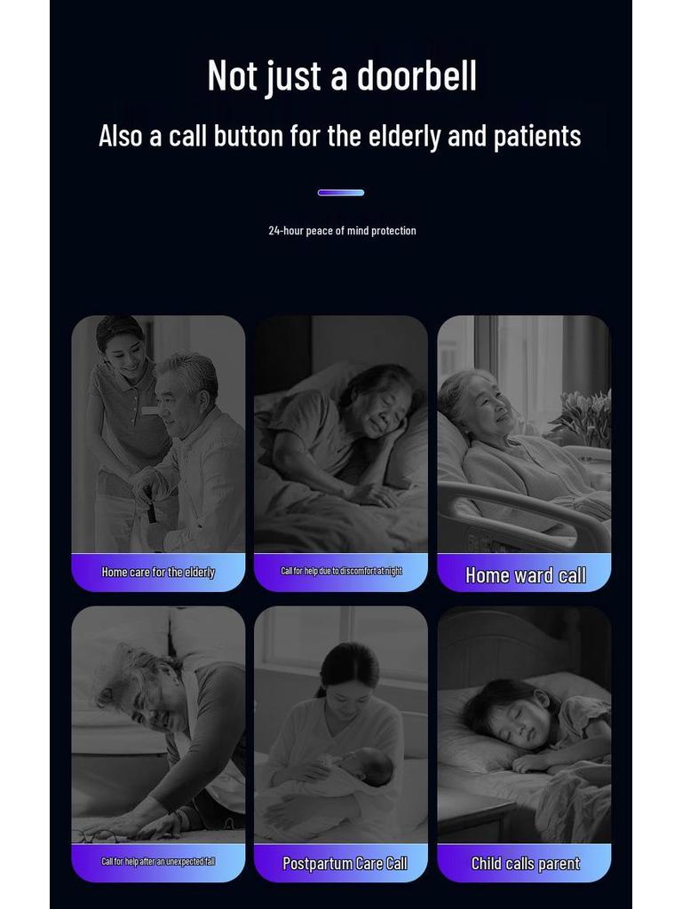 Electronic Flashing Doorbell for Deaf-Mute Seniors with Remote Control and Seven-Color Light
