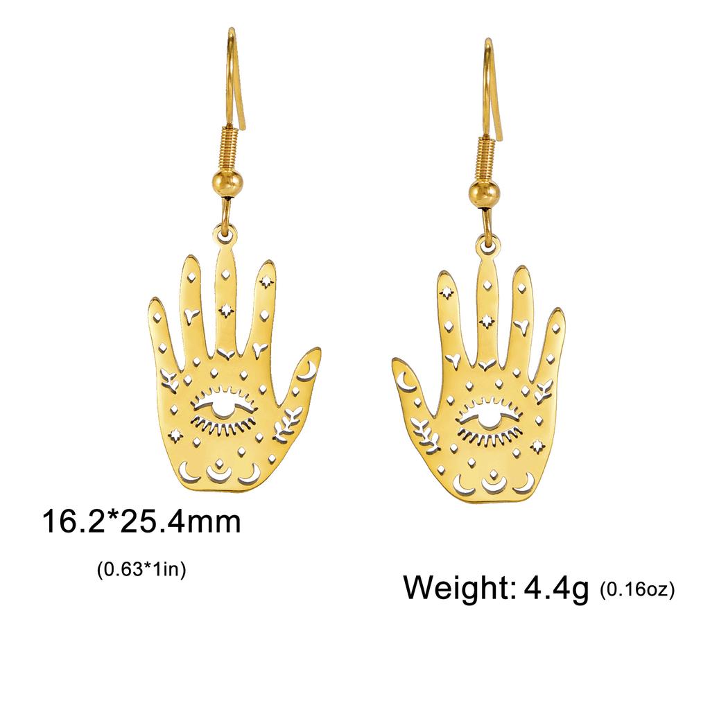 Evil Eye Hamsa Earrings For Women Hand of Fatima Protection Amulet Stainless Steel Drop Earrings Jewelry Gift WholesalLIKGREAT