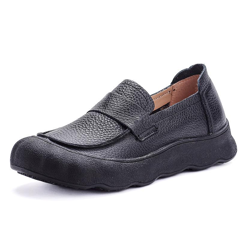 

Женские ретро лоферы из коровьей кожи с нескользящей подошвой: Толстая подошва, широкая колодка, коллекция Осень 2025. 38 чёрный