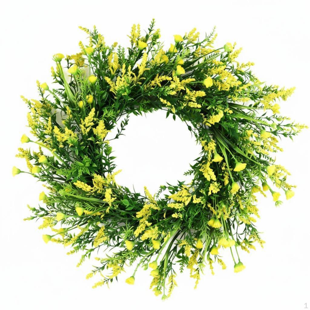 Lavender Flower Wreath Indoor Outdoor Artificial Lifelike Appearance for Fireplace Mantel
