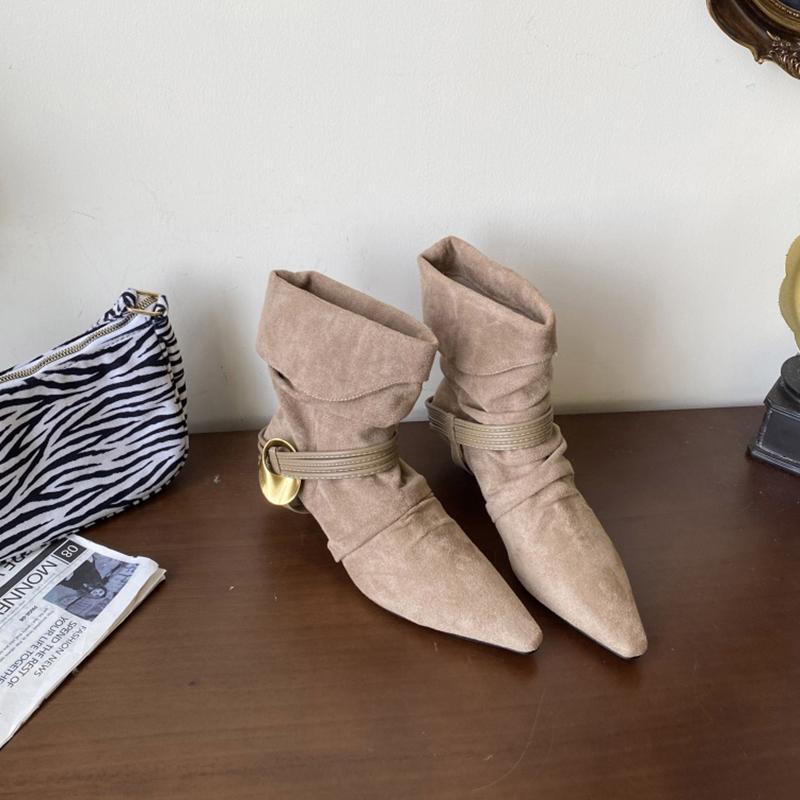 Fashion Autumn Fashion Low Heel Ankle Boot Women Slip On Pointed Toe Shoes Mordern Short Booties Zapatos De Mujer