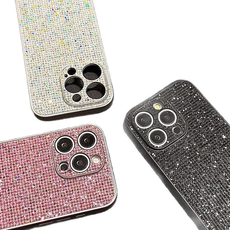 Korean light luxury iPhone15 mobile phone case Apple 17ProMax flash diamond air metallic paint 16 Korean version of women's models