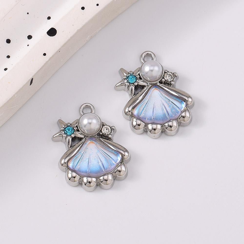 5pcs Cute Crystal Pearl Shell Pendants Charms for Necklace Earrings Bracelet DIY Handmade Jewelry Accessories Supplies