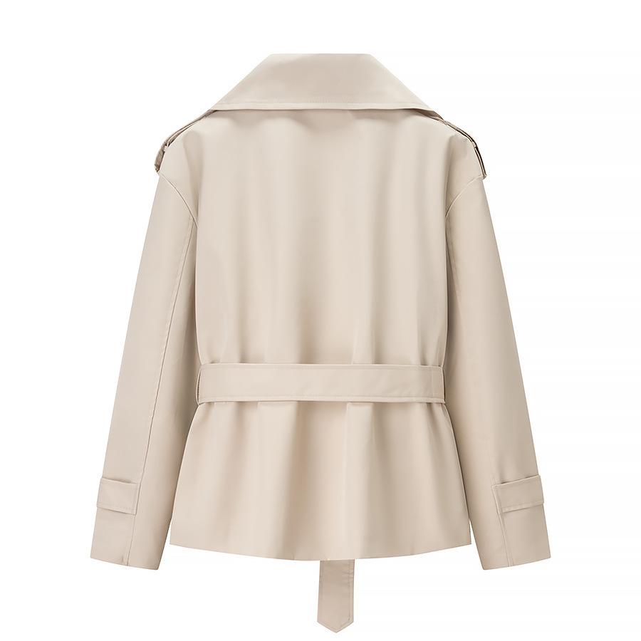 Multi-Color Trench Coat with Notched Lapel, Button Cuffs and Waist Belt