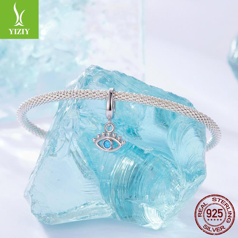 Opal Devil Eye Pendant Opening And Closing Button Head Personalized S925 Sterling Silver Bracelet Beaded Accessories