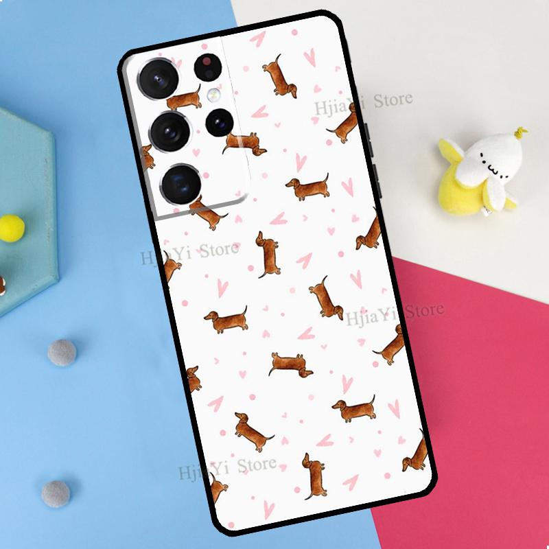 Cartoon Dachshund Sausage Dog Phone Case For Samsung Galaxy S23 S22 Ultra Note 20 10 S8 S9 S10 Plus S20 FE S21 FE Cover