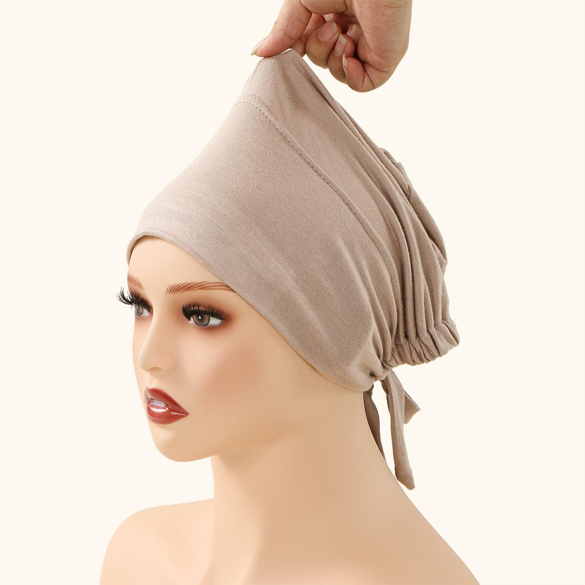 Yto Home Women's Cotton Modal Anti-Slip Hijabs Elastic Tie Back Inner Caps High Quality Underscarf Islamic Muslim Headscarf Hijab Caps