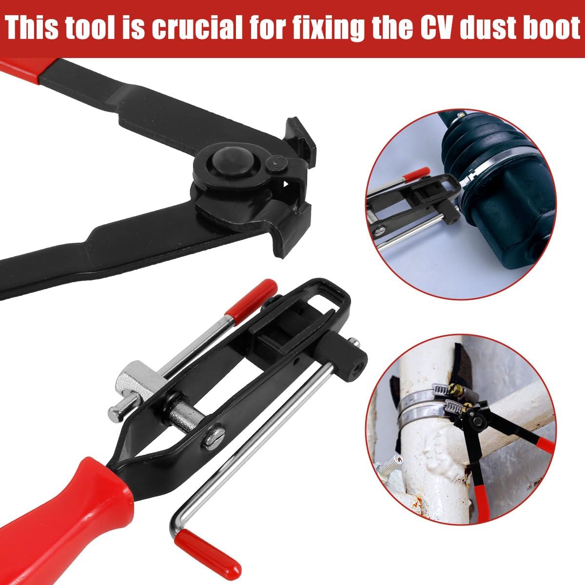 

2Pcs CV Joint Boot Clamp Pliers Set, Heavy Duty Car Banding Tools Kit with Cutter, Professional Ear Boot Tie Pliers,Portable Automotive Hose Axle