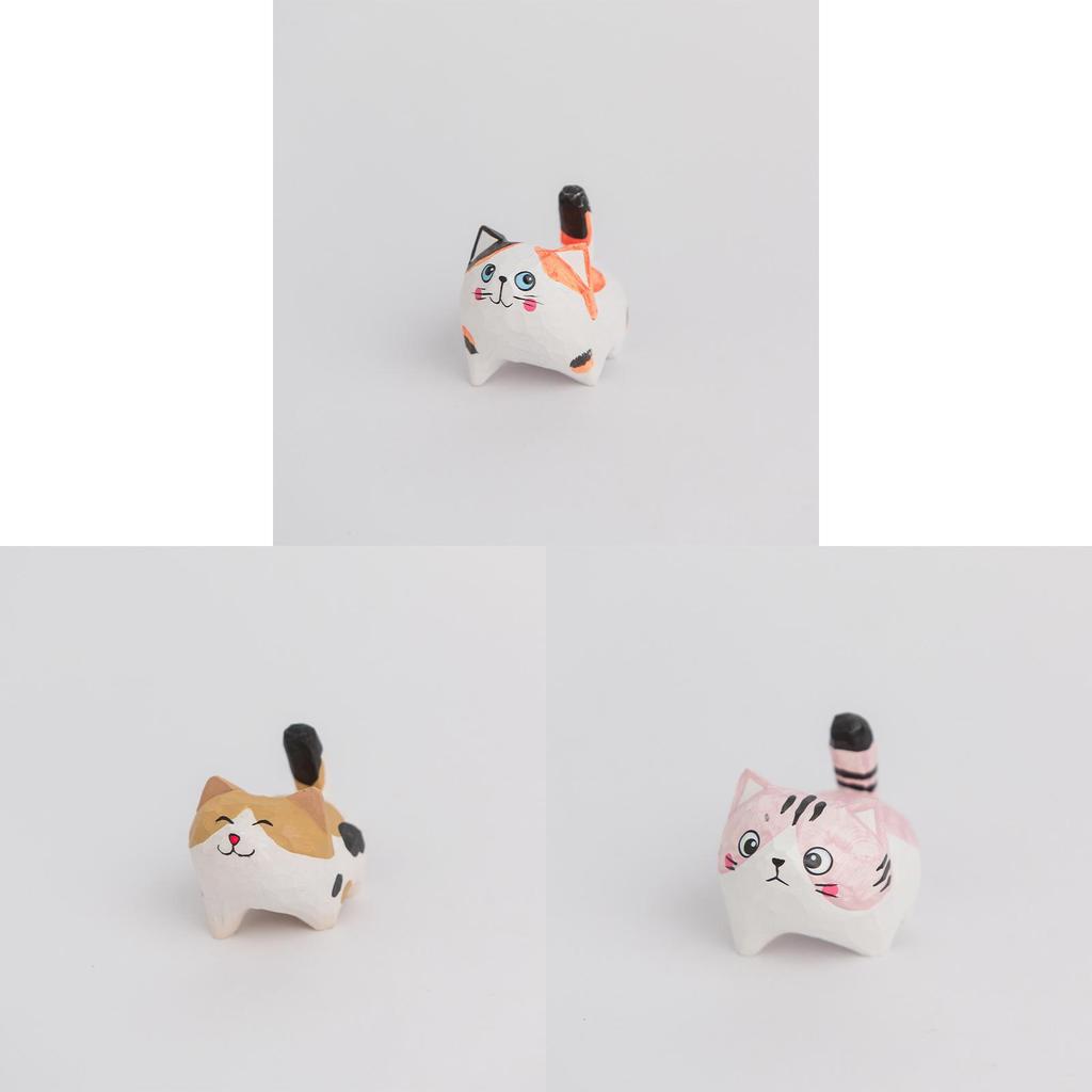 Wooden Craft Cat Figurine Home Office Decor Gift For Cat Lovers