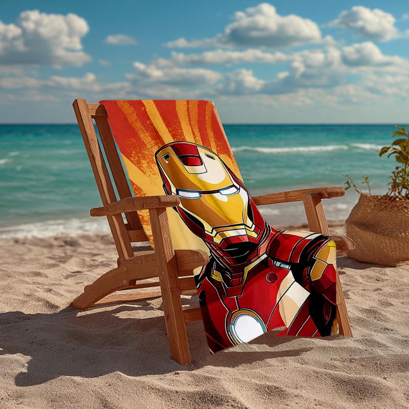 Ultra-Soft Beach Towel with Iron-Man Theme,Ideal for Pool - Camping, Diving - Perfect Travel Essential, Vibrant Beach Towel.