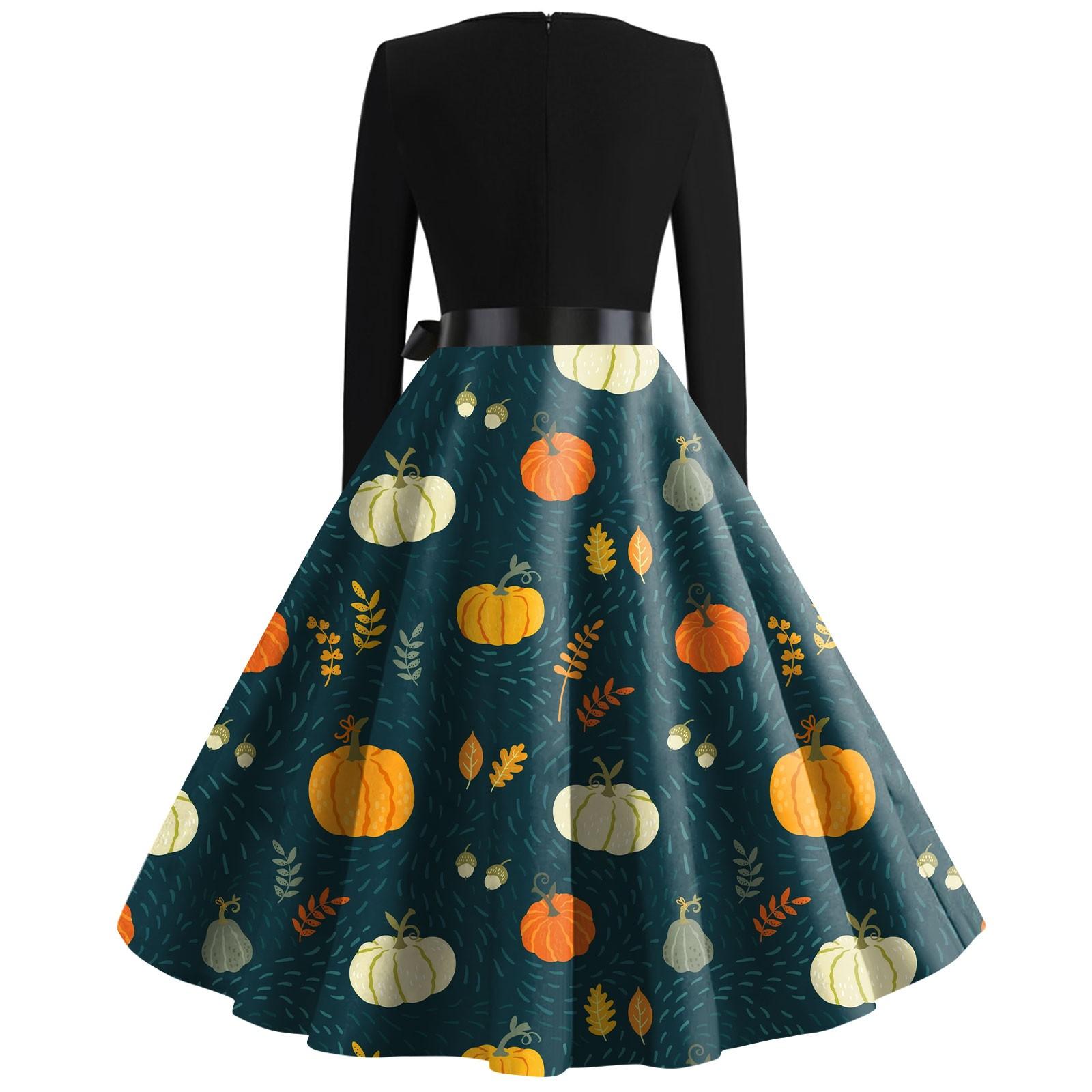 Платье с расклешенным принтом на Хэллоуин для женщин — фото 4