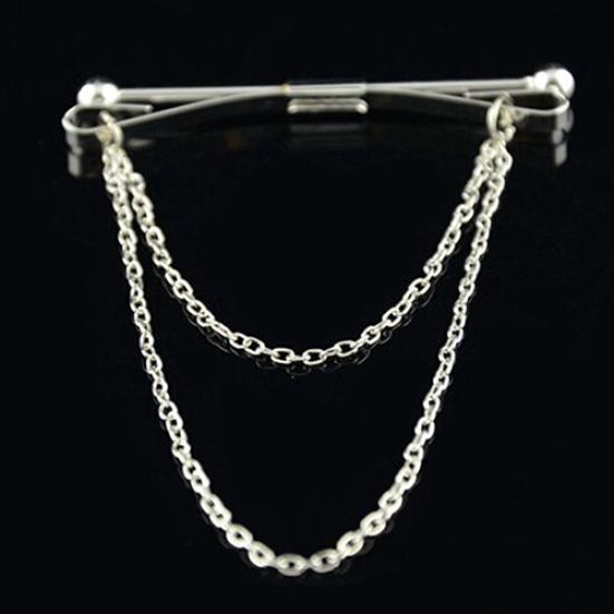 Gentlemen Tie Clip Bar Clasp Cravat Pin Skinny Collar Silver Gold Necktie Brooch