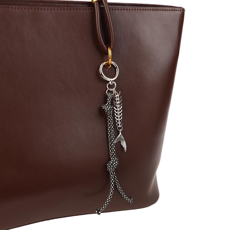 Y2K Punk Fishbone Fishtail Pendant Keychain Vintage Creative Braided Rope Keyring  Bag Charm Bag Key Accessories