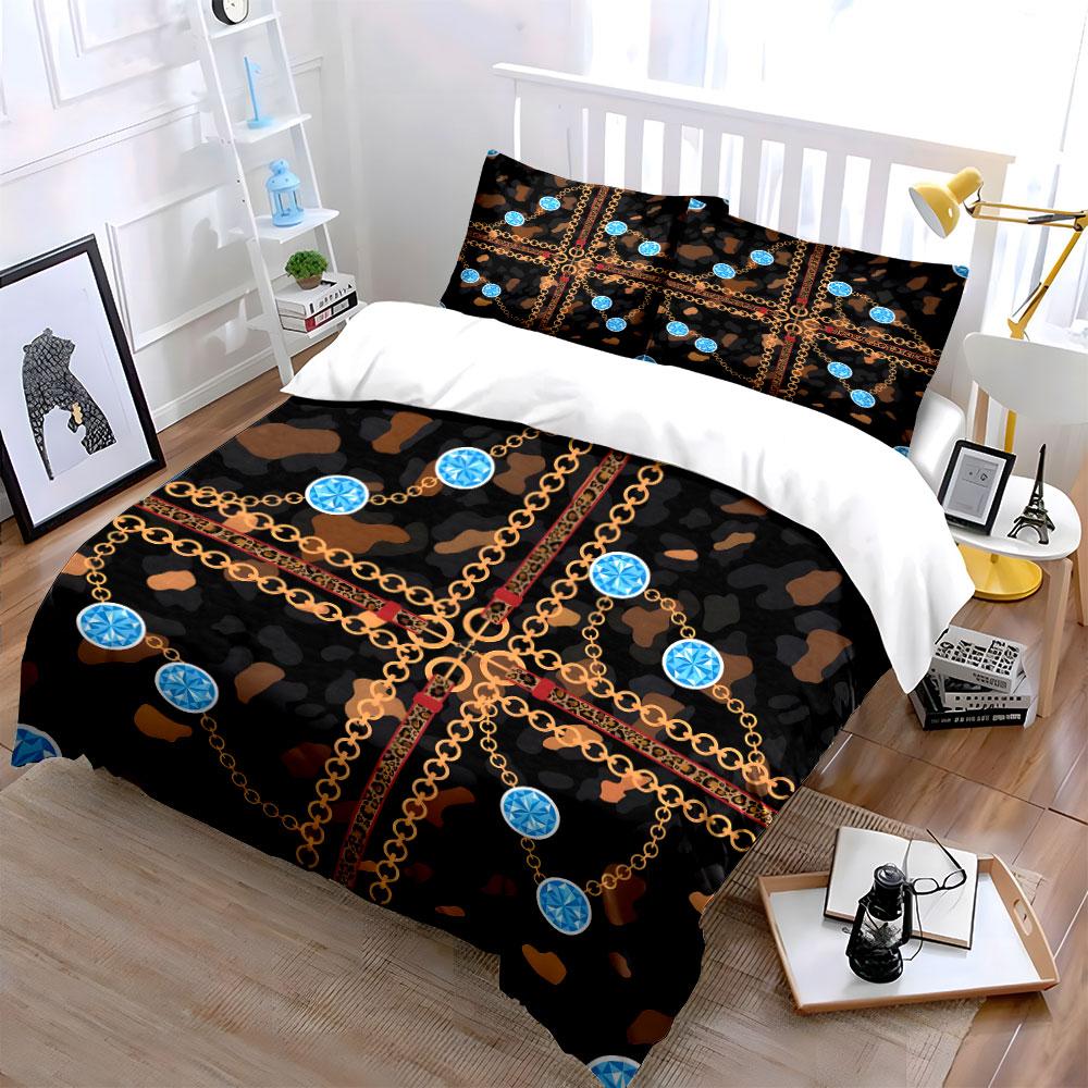 Luxury Chain Pattern Set for Decor  kid s and adults  bedroom decor, Exquisite three-piece bedding set gift 135x200cm