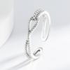 925 Sterling Silver Geometric Double Lines Cross Opening Design Sense Fashion Ladies RingGood Product