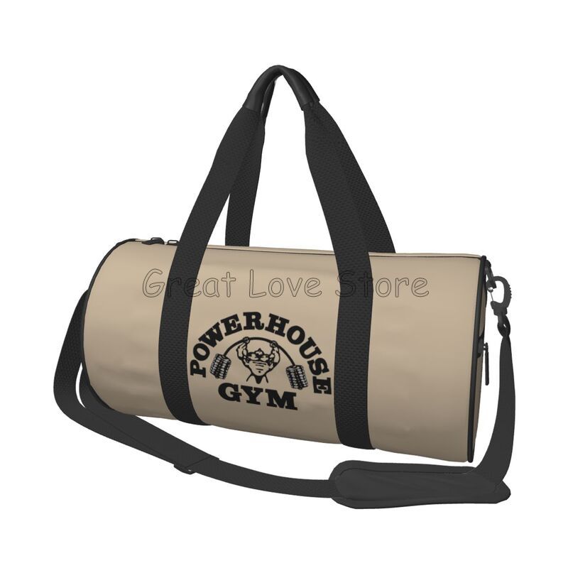 Powerhouse Gym Print Round Travel Duffel Bag Weekender Overnight handbag Portable Waterproof Luggage Tote Bag for Yoga Gym Sport