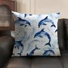 Whale Print Cushion Cover Breathable Linen Organic Fabric DoubleSided Printing Sofa Pillow Case Home Decor