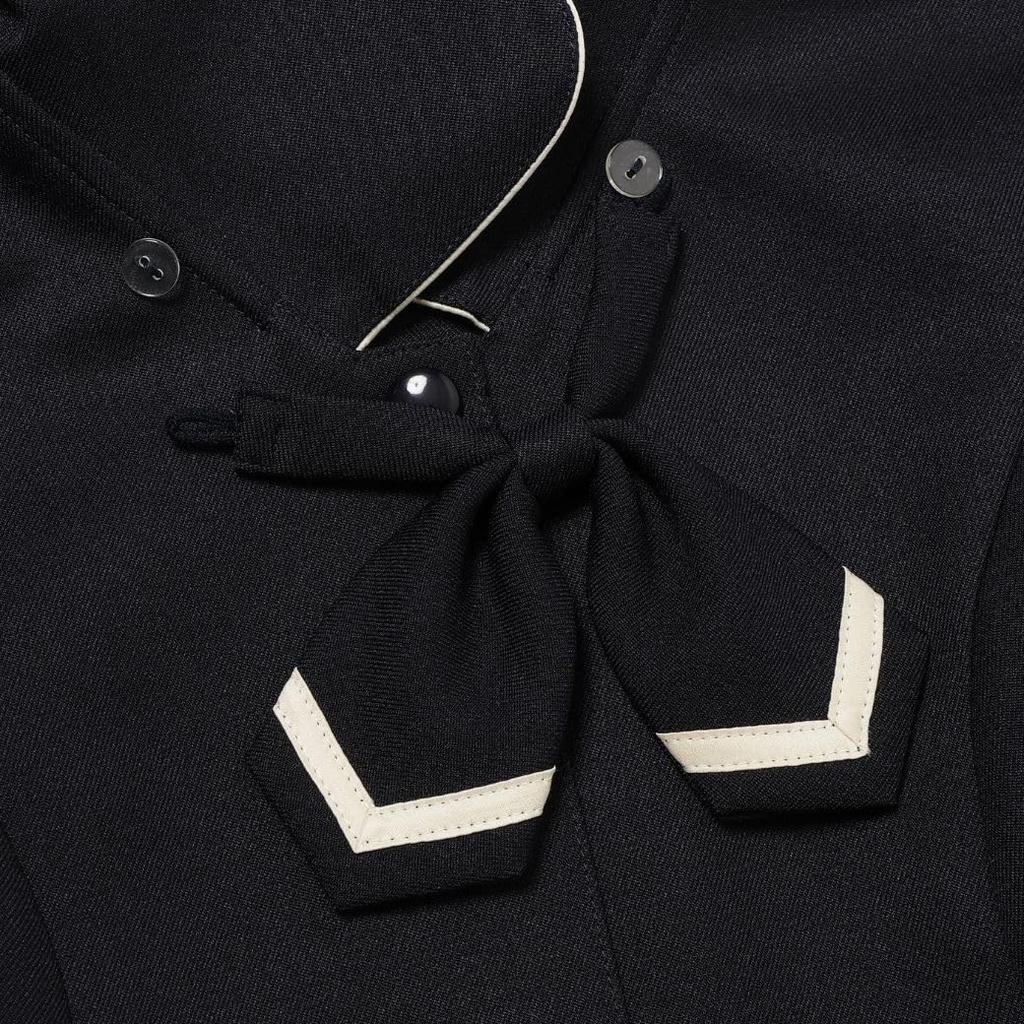 Chopin School Entrance Ceremony Sailor Long Piping Dress with Size Navy Girls' Dress, 2-Way, Collar, Sleeve, Ribbon, 110cm, (7376-2356)