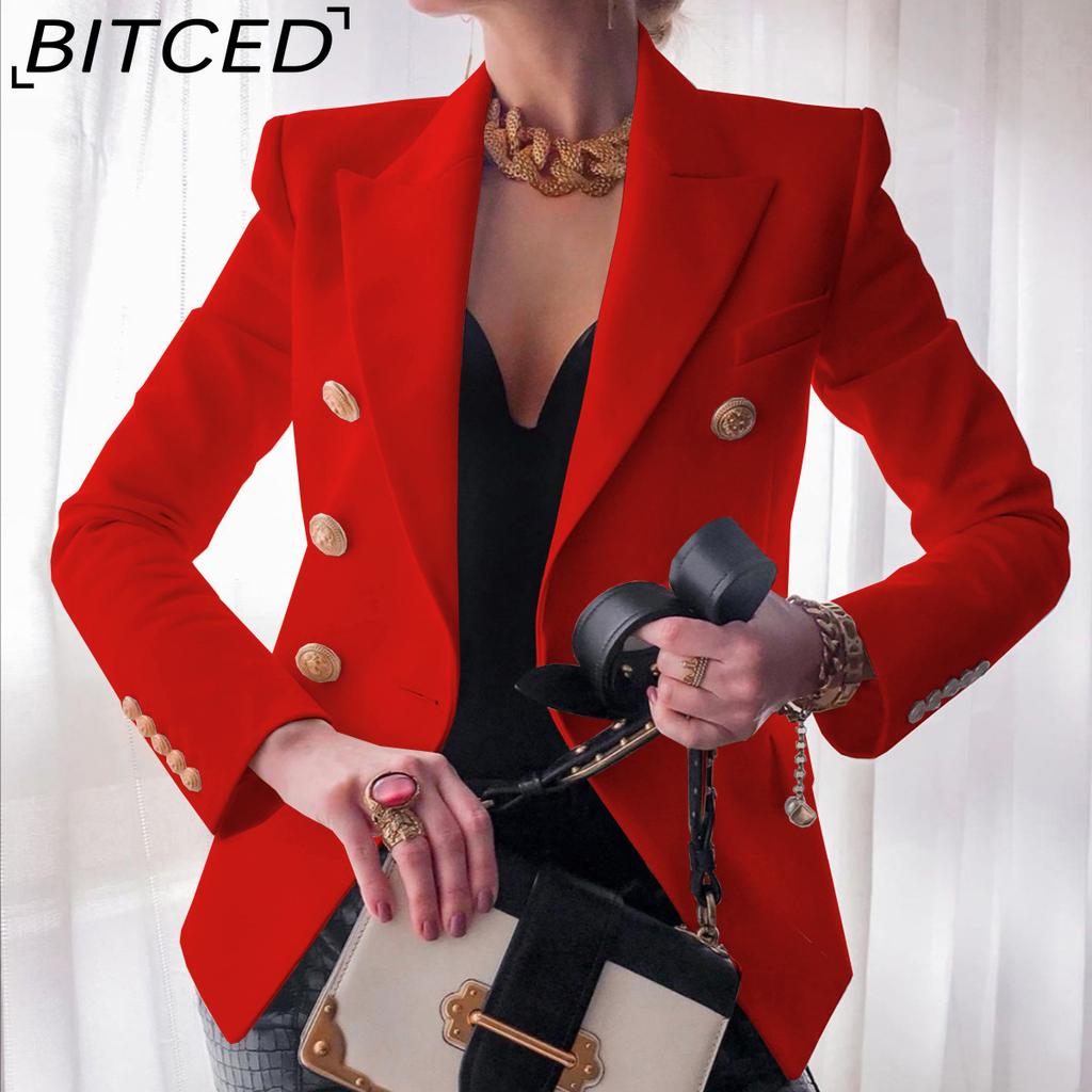 BITCED Women's Vintage Casual Lattice Print Autumn Winter Long Sleeve POLO Neck Jackets & Coats