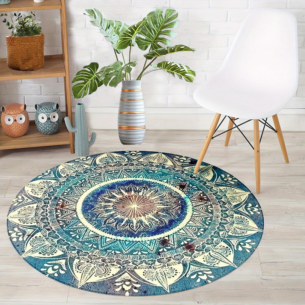 Luxurious Bohemian Style Pattern Round Shape Floor Mats Kitchen Hallway Runner Rug Bedroom Living Room Soft Carpet Non-slip Area Rug