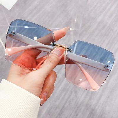 Frameless Trimmed Women'S Sunglasses Large Frame Fashion Uv-Proof Sunglasses Men'S Trend Street Sunshade Glasses