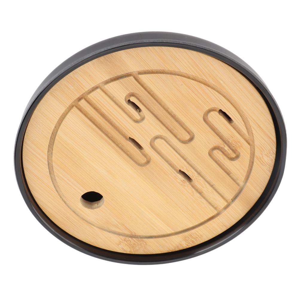 Black Color Bamboo Tea Tray Round Shape Kungfu Tea Tray Home Decor Round Tea Tray  Tea Accessories