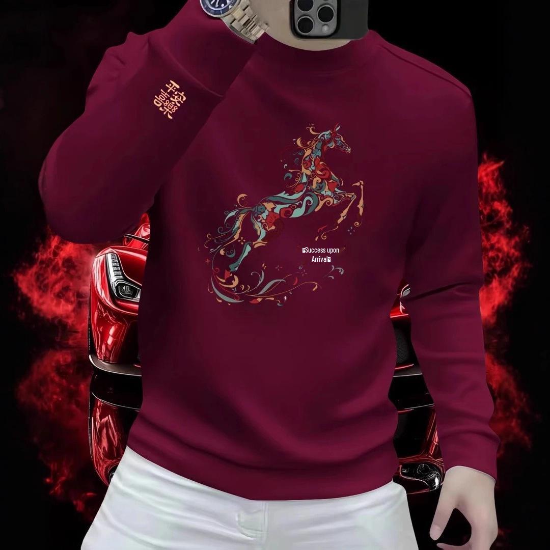 

Huama New Style Men s Trendy Autumn Printed Heavyweight Crewneck Hoodie 4XL