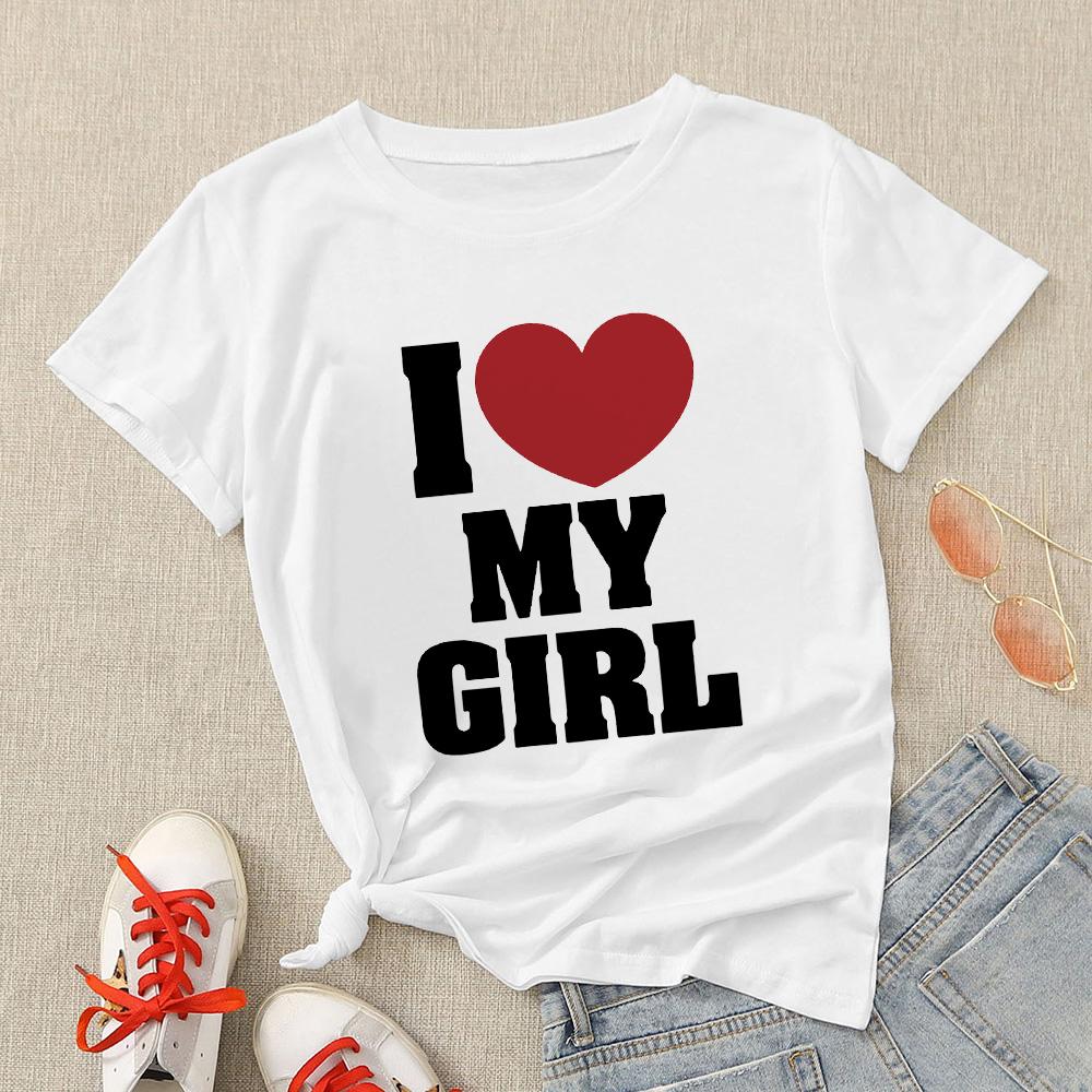 I Love Me Girl Couple T Shirt Ulzzang Fashion Summer Outing Tops Casual Breathable Crewneck Tshirt M