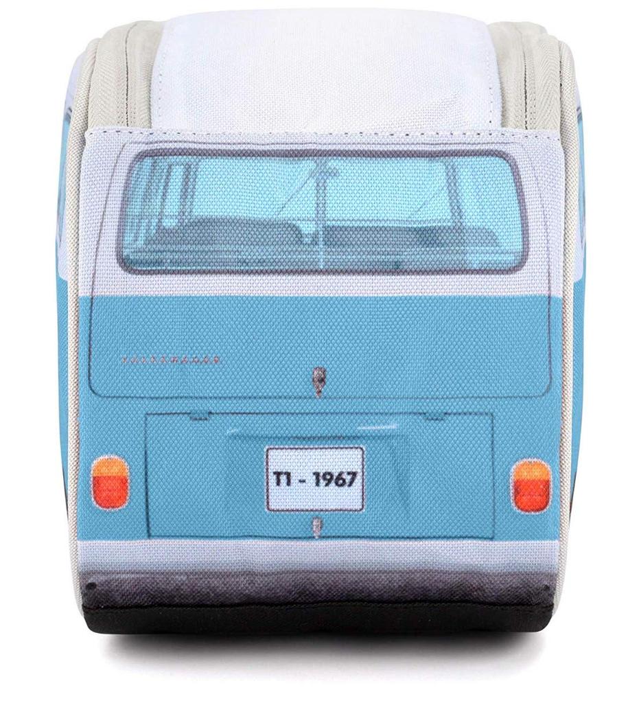 Licensed Volkswagen Volkswagen Camping Van Print Pouch Large Capacity Pen Case 30cm Unisex [Officially Product] (Blue) [Used]