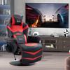 Sedia da Gaming, Funzione Massaggio, Schienale Reclinabile, Poggiapiedi, fino a 120 kg, Telaio in Acciaio, Ecopelle, Rosso