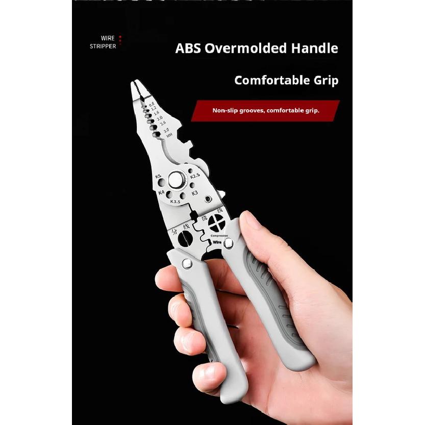 Multifunction Wire Stripper Pliers for Electrician Precision Stripping Cutting Crimping Bolt Shear Installation Hardware Tool
